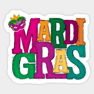 Mardi Gras Mask Masquerade Green Yellow Orange Sticker